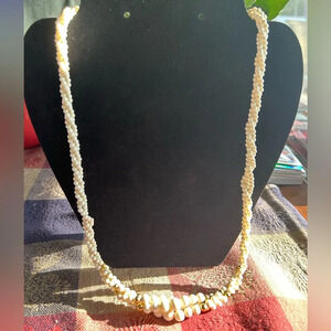 3/$20 Vintage Faux Pearl and Gold Tone Bead Twisted Necklace Costume Jewelry